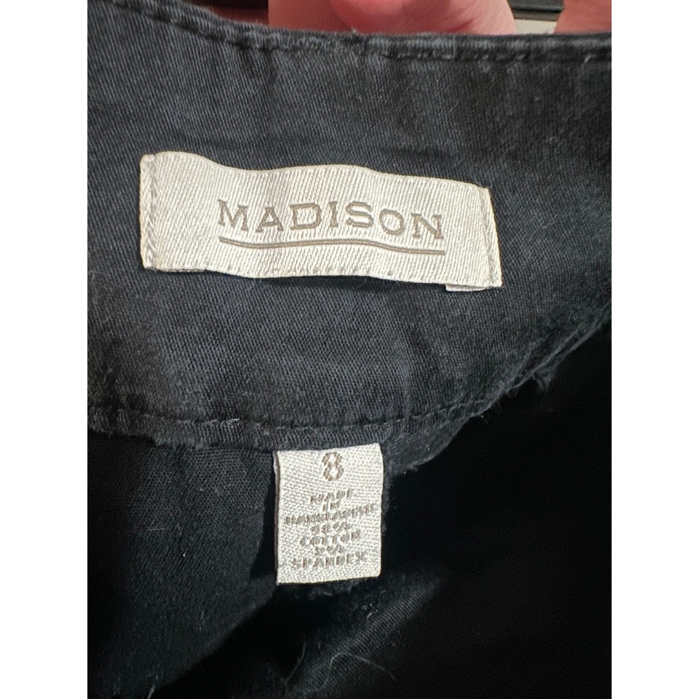 Madison Womens Black Chino Shorts Size 8 Cotton Blend Mid Rise Casual Classic - Picture 3 of 3